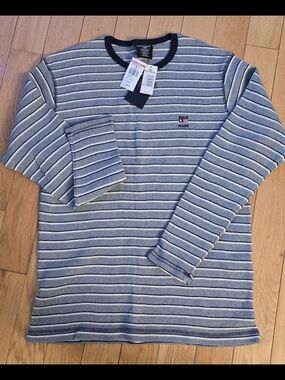 Polo by Ralph Lauren Navy and White Striped Long-Sleeve 100% Cotton Tee